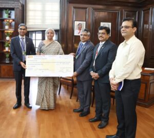 UCO BANK & PNB presented dividend cheque to Hon'ble Union Finance Minister, Smit. Nirmala Sitharaman for FY 2023-24